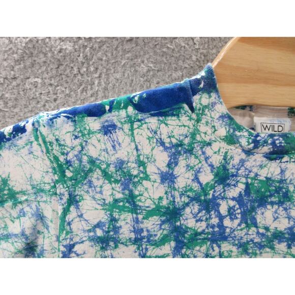 Vintage WILD OATS Men's Large Blue & Green Tie Dye T-shirt Made USA - Picture 6 of 16